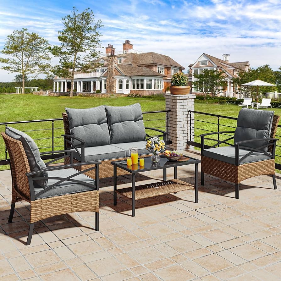 Amazon.com: YITAHOME 4 Pieces Patio Furniture Set Outdoor